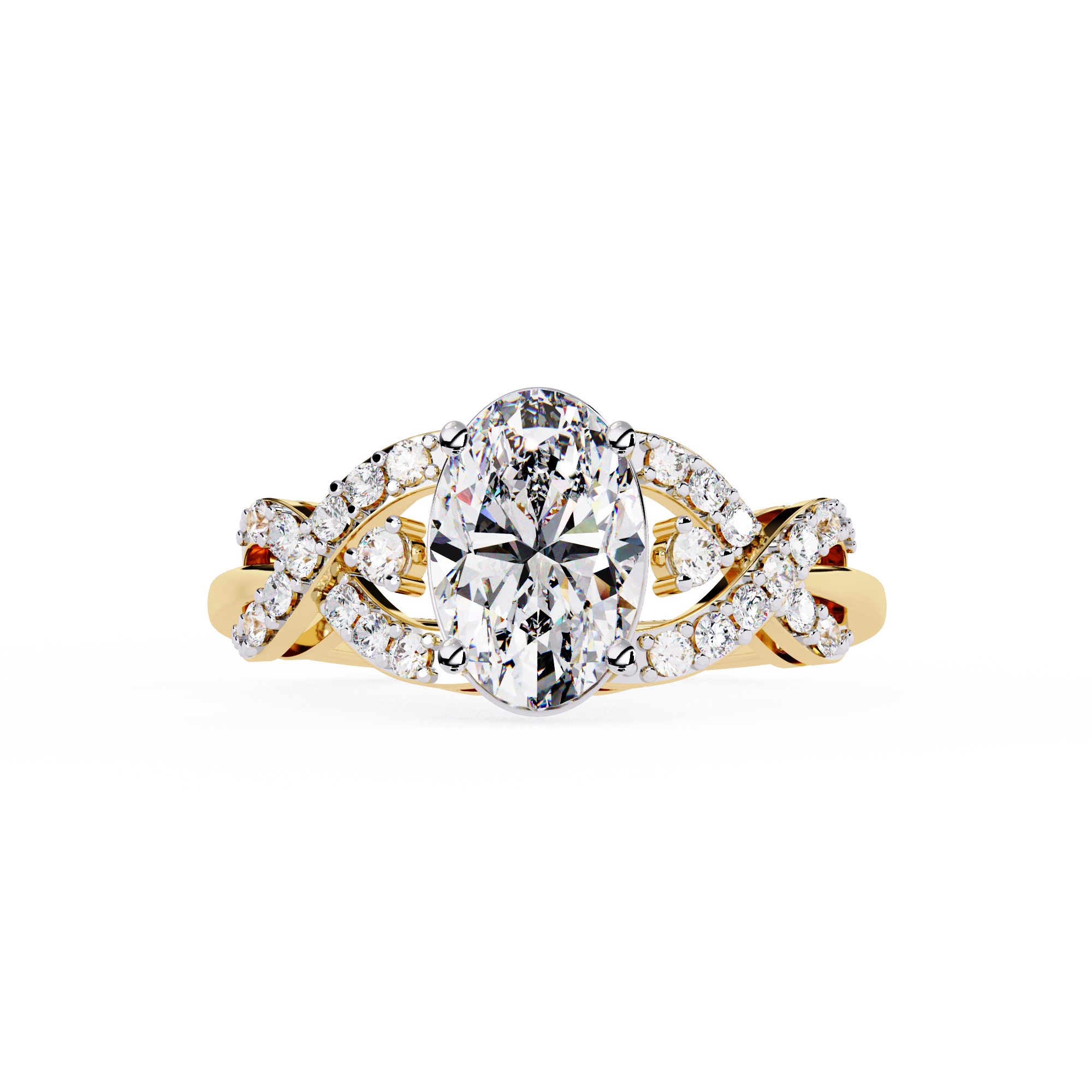 1.8 CT Pave Lab Grown Yellow Gold Ring | Solitairekart